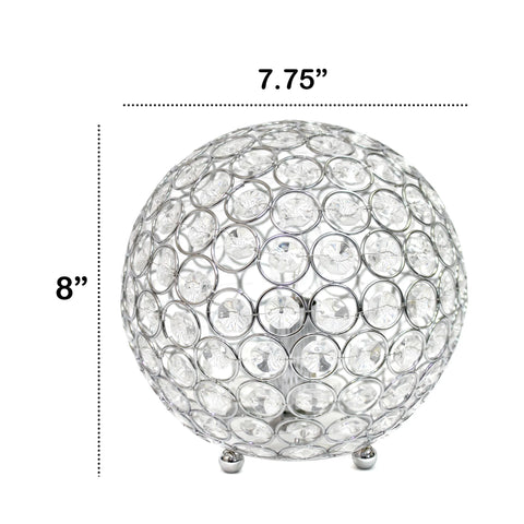 Lalia Home Elipse Medium Contemporary Metal Crystal Round Sphere Glamourous Orb Table Lamp