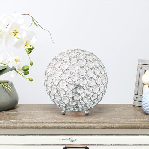 Lalia Home Elipse Medium Contemporary Metal Crystal Round Sphere Glamourous Orb Table Lamp