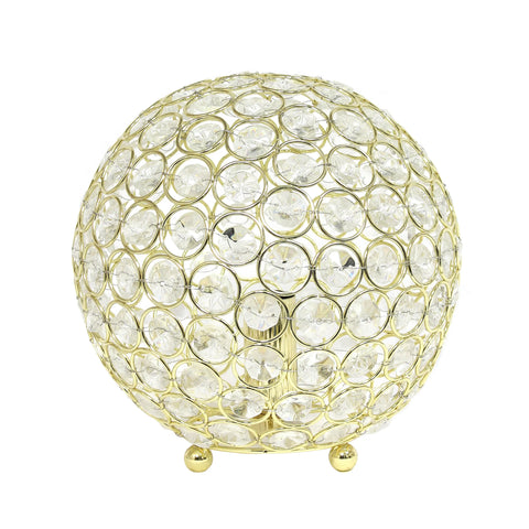 Lalia Home Elipse Medium Contemporary Metal Crystal Round Sphere Glamourous Orb Table Lamp