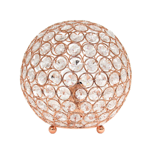 Lalia Home Elipse Medium Contemporary Metal Crystal Round Sphere Glamourous Orb Table Lamp