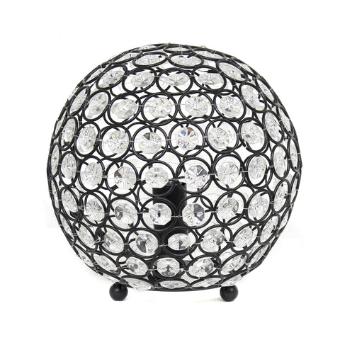 Lalia Home Elipse Medium Contemporary Metal Crystal Round Sphere Glamourous Orb Table Lamp