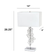 Lalia Home Lumiluxxe Tall Contemporary Crystal Glitz and Chrome Glam Table Lamp with White Fabric Rectangular Shade