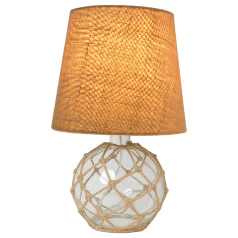 Lalia Home Maritime Medium Coastal Fisherman's Shoreside Glass Rope Table Lamp with Burlap Fabric Empire Shade