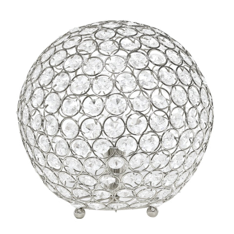 Lalia Home Elipse Medium Contemporary Metal Crystal Round Sphere Glamourous Orb Table Lamp