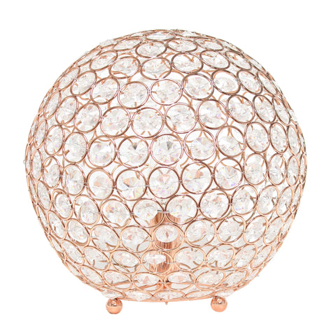 Lalia Home Elipse Medium Contemporary Metal Crystal Round Sphere Glamourous Orb Table Lamp