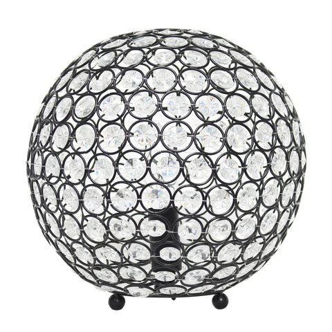 Lalia Home Elipse Medium Contemporary Metal Crystal Round Sphere Glamourous Orb Table Lamp
