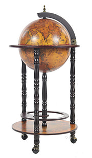 Nautical Globe with Hidden Bar Cabinet- 4 Leg Stand in Red