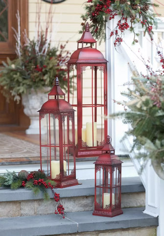 Lantern (Set of 3) 19.75"H, 28"H, 37"H Metal/Glass