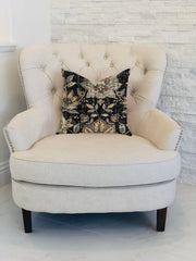 Plutus Noir Lotus Blossom Luxury Throw Pillow