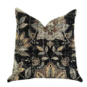 Plutus Noir Lotus Blossom Luxury Throw Pillow