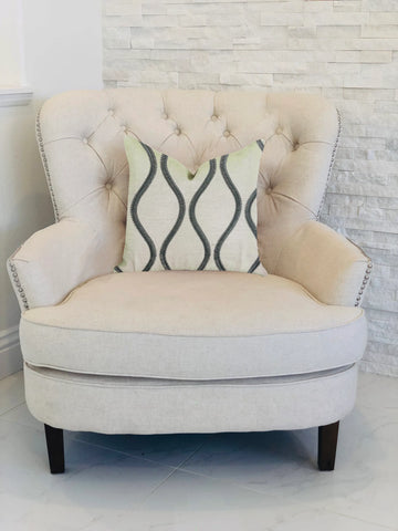 Plutus Bella Curve Green and Beige Luxury Throw Pillow