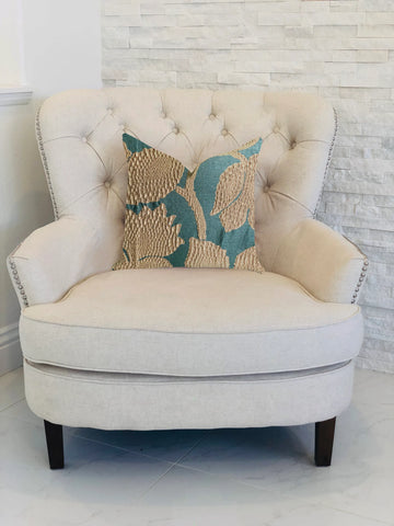 Plutus Golden Arabella Vine in Green and Gold Luxury Throw Pillow