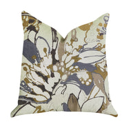 Plutus Camellia Floral Blue, Beige Tones Luxury Throw Pillow
