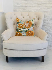 Plutus Dahlia Jardin Floral Brown and Green Luxury Throw Pilow