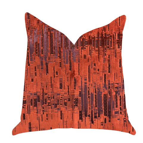 Plutus Luminous Skyscraper Luxury Throw Pillow in Orange Red Tones