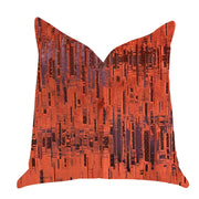 Plutus Luminous Skyscraper Luxury Throw Pillow in Orange Red Tones