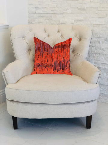 Plutus Luminous Skyscraper Luxury Throw Pillow in Orange Red Tones
