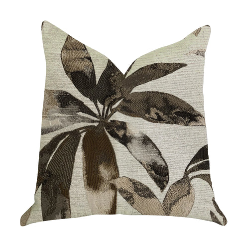 Plutus Santorini Cove Beige and Brown Tones Luxury Throw Pillow