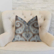 Plutus Paragon Brown, Blue and Beige Luxury Throw Pillow