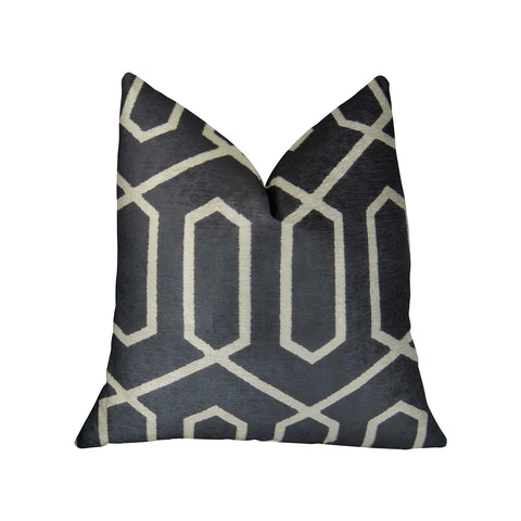 Plutus Geometric Lattice Black Cream Handmade Luxury Pillow