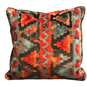Plutus Sachi Love Red, Blue and Orange iKat Luxury Throw Pillow