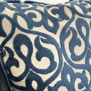 Plutus Velvety French Medallion Blue and Off White Geometric Luxury Throw Pillow