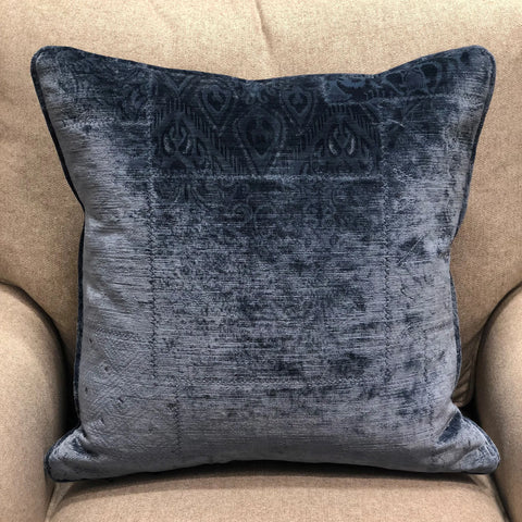 Plutus Bleu Velour Blue Luxury Throw Pillow