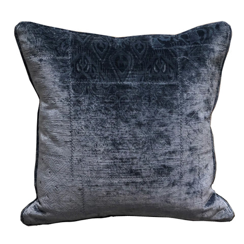 Plutus Bleu Velour Blue Luxury Throw Pillow