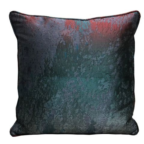 Plutus Bleu Velour Blue, Green, Red Luxury Throw Pillow