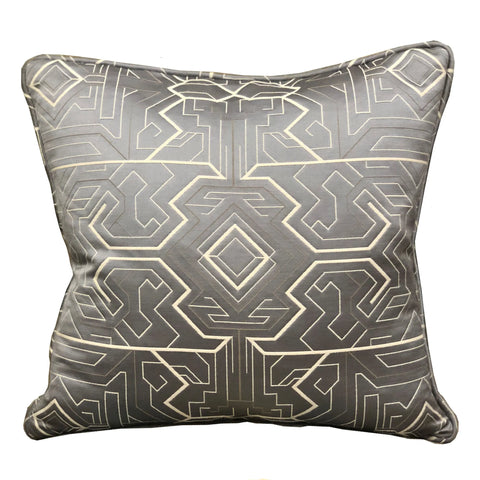 Plutus Daria Moss Silver Geometric Luxury Throw Pillow