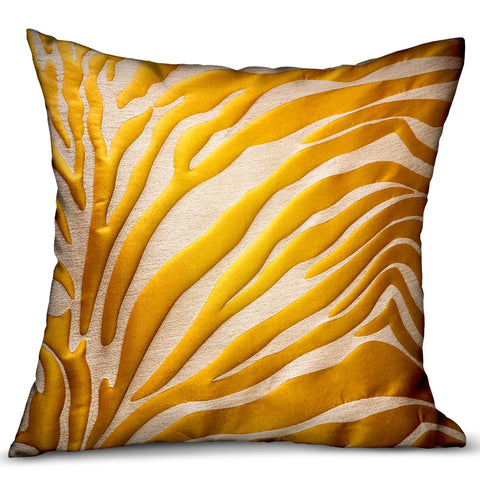 Plutus Mimosa Zebra  Orange Animal Motif Luxury Throw Pillow