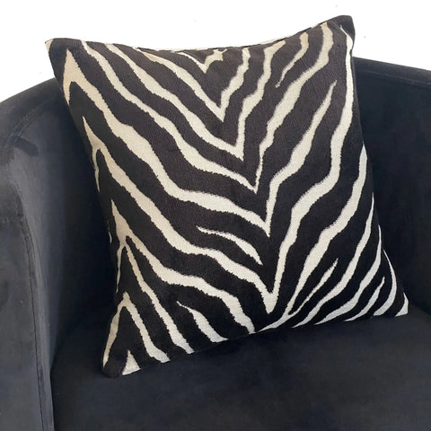 Plutus Black Zebra Black Animal Motif Luxury Throw Pillow