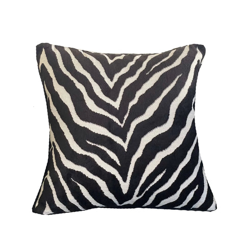 Plutus Black Zebra Black Animal Motif Luxury Throw Pillow