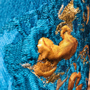 Plutus Bronze Blossom Blue Floral Luxury Throw Pillow