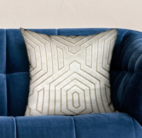 Plutus Pearly Velvet Gray Geometric Luxury Throw Pillow