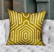Plutus Goldenrod Velvet Gold Geometric Luxury Throw Pillow