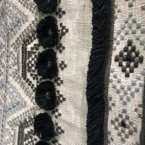 Plutus Scandanavian Stripe Black, White Geometric Luxury Throw Pillow