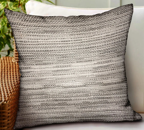 Plutus Silver Lake Weave Silver Solid Luxury Outdoor/Indoor Throw Pillow