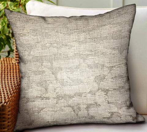 Plutus Silvered Rivulet Silver Solid Luxury Outdoor/Indoor Throw Pillow