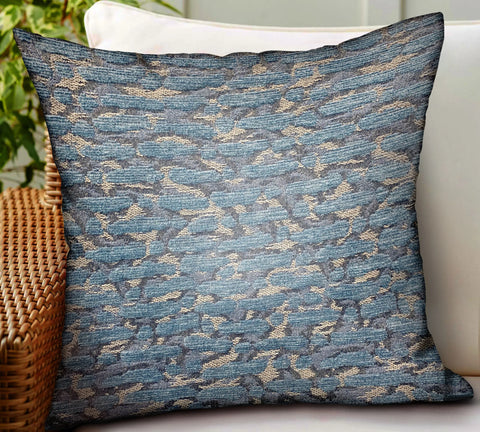 Plutus Indigo Rivulet Blue Solid Luxury Outdoor/Indoor Throw Pillow