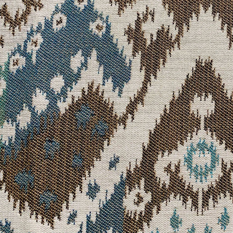Plutus Shoshone Valley Blue Brown Ikat Luxury Outdoor/Indoor Throw Pillow