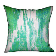 Plutus Green Avalanche Green Ikat Luxury Outdoor/Indoor Throw Pillow