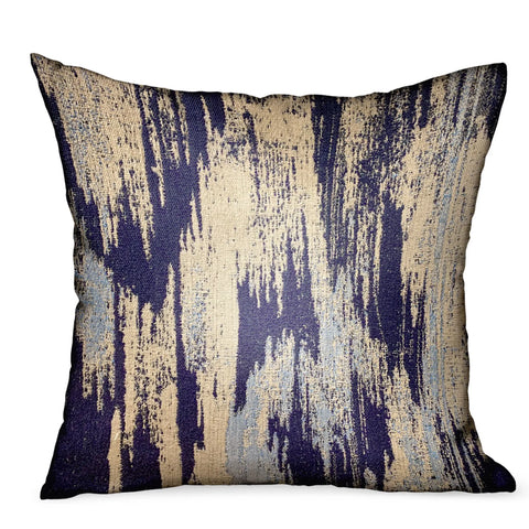 Plutus Ocean Avalanche Blue Ikat Luxury Outdoor/Indoor Throw Pillow