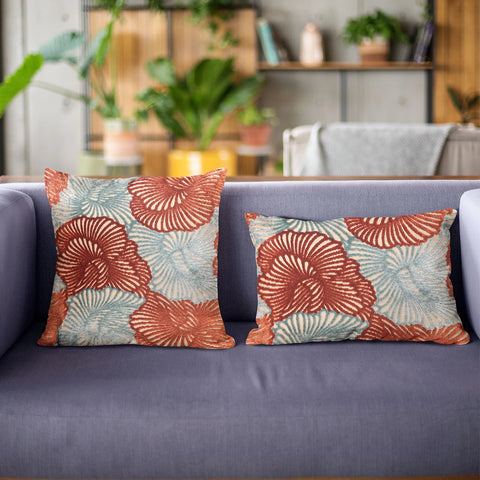 Plutus Red, Blue Plush Damask Luxury Throw Pillow