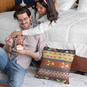 Plutus Multi-Color Unique Lanes Border Luxury Throw Pillow