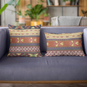 Plutus Multi-Color Unique Lanes Border Luxury Throw Pillow