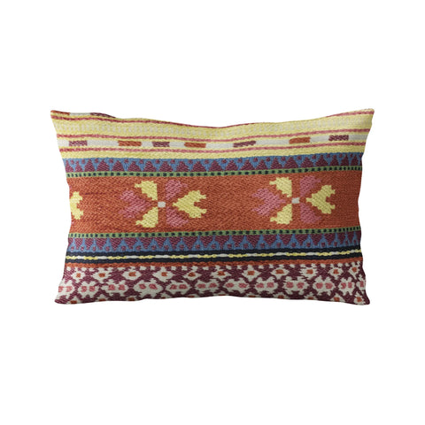 Plutus Multi-Color Unique Lanes Border Luxury Throw Pillow