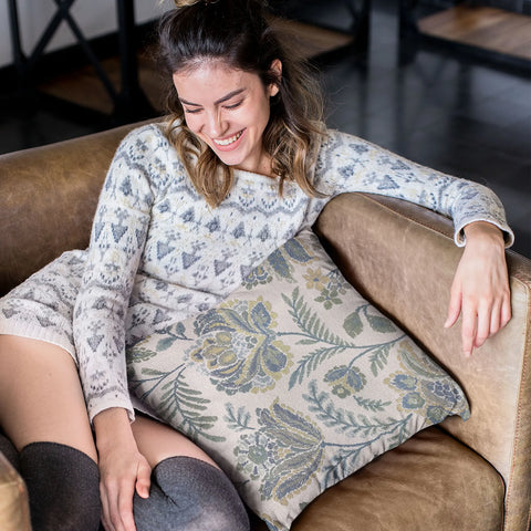 Plutus Blue Amazonian Floral Luxury Throw Pillow