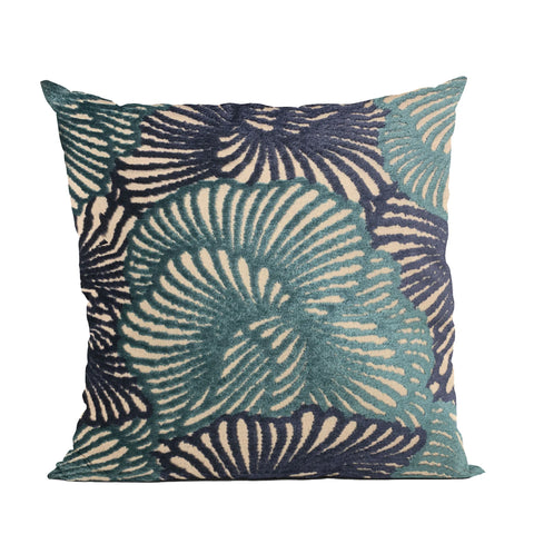 Plutus Blue Plush Damask Luxury Throw Pillow