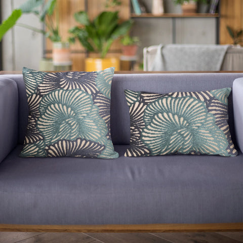 Plutus Blue Plush Damask Luxury Throw Pillow